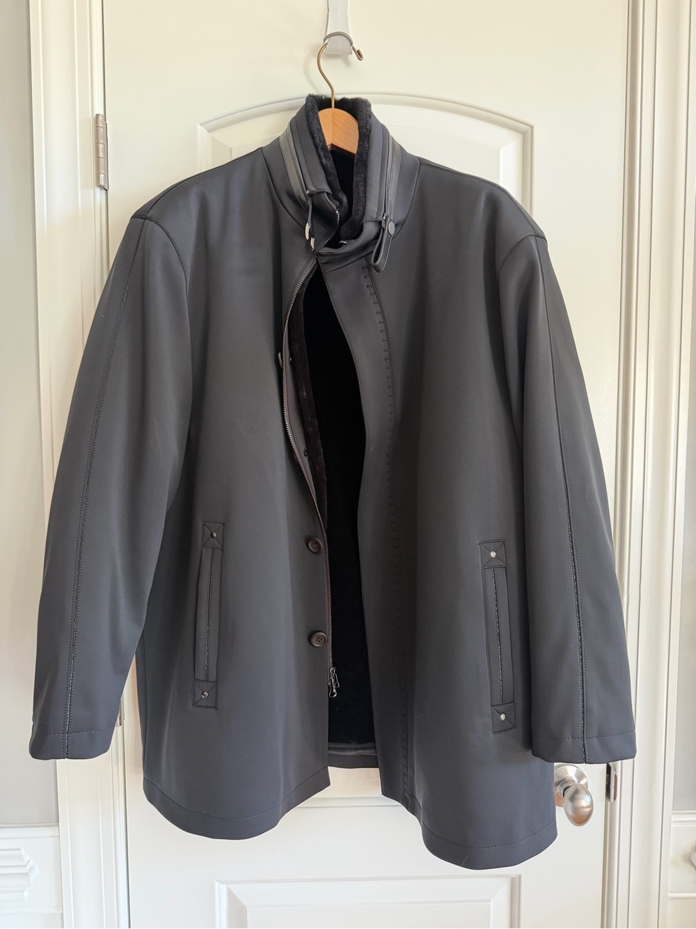 Men's Montaldo’s Shearling lined Rain Coat Jacket 48/XXL